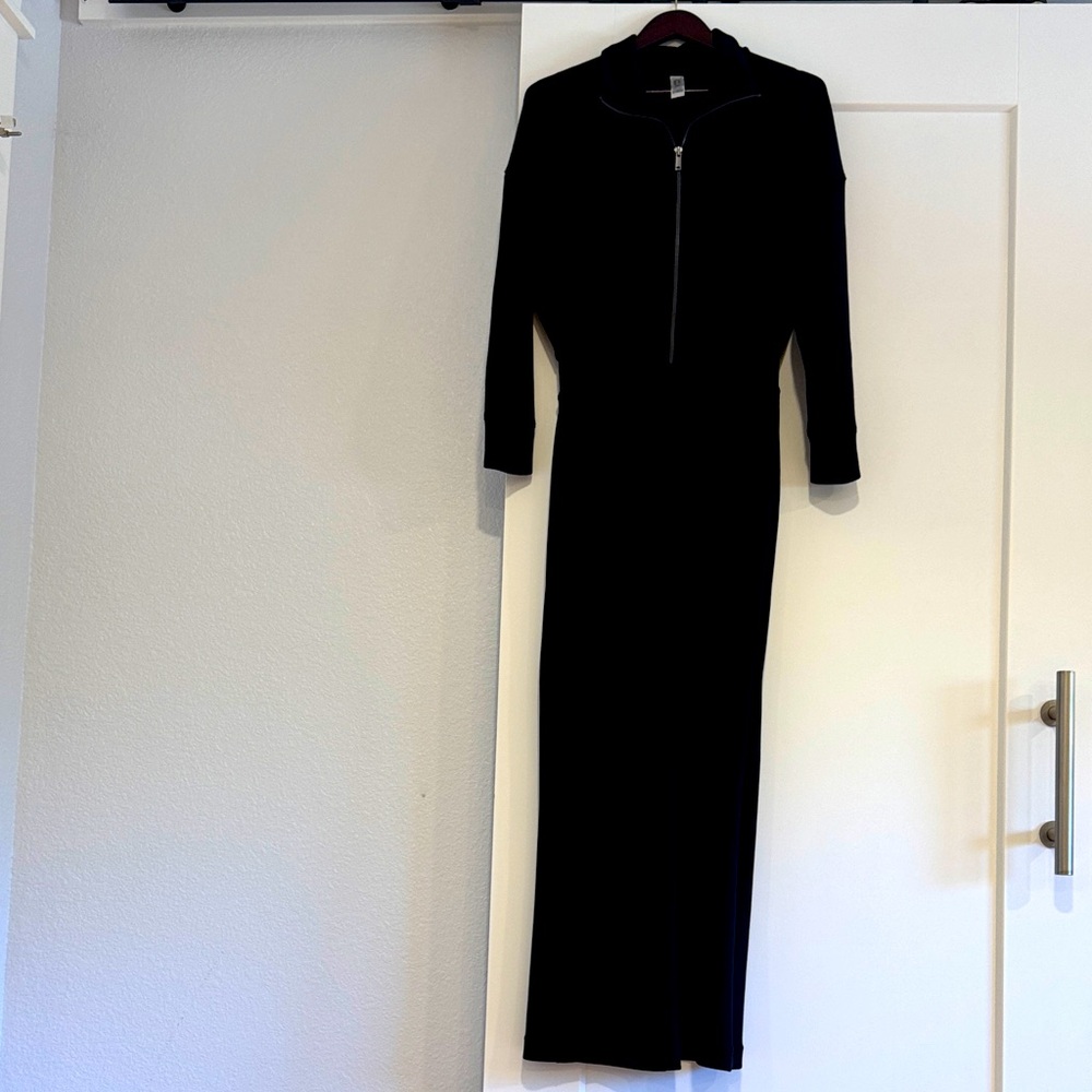 SPANX Black AIRESSENTIALS Long Sleeve Wide Leg Jumpsuit.